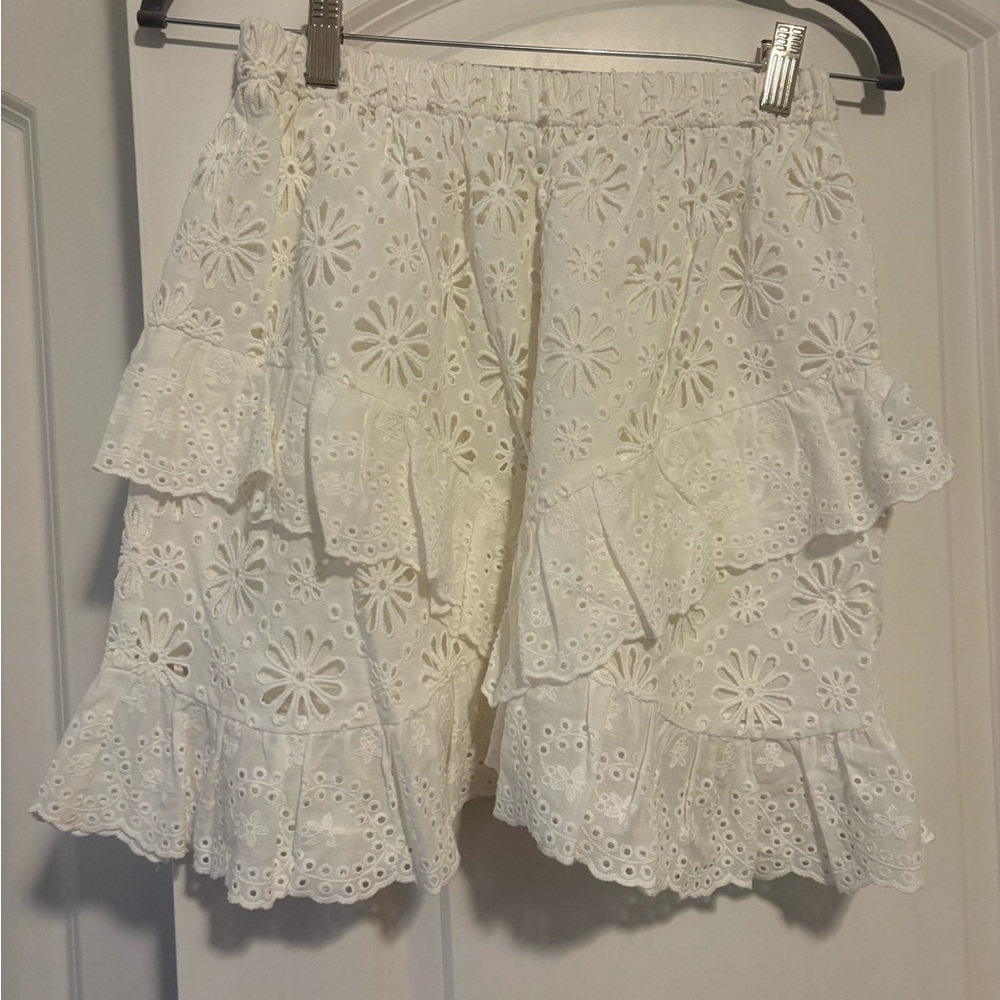 Shoshanna White Eyelet Mini Skirt